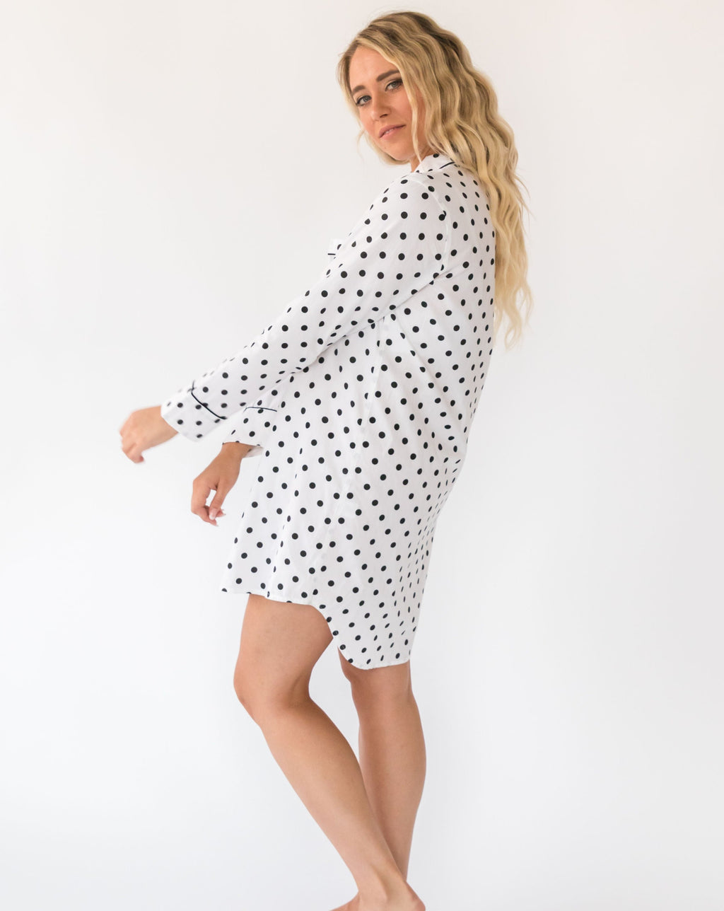 Women's Classic Dot Night Shirt - Side