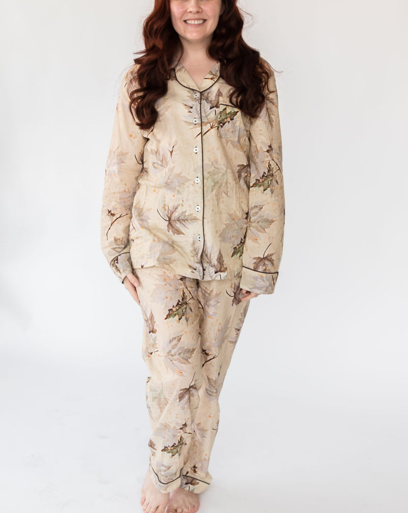 Women's Maple Print Shirt & PJ Set - Front