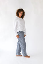 Women's Holiday  Navy Gingham PJ Pant - Side