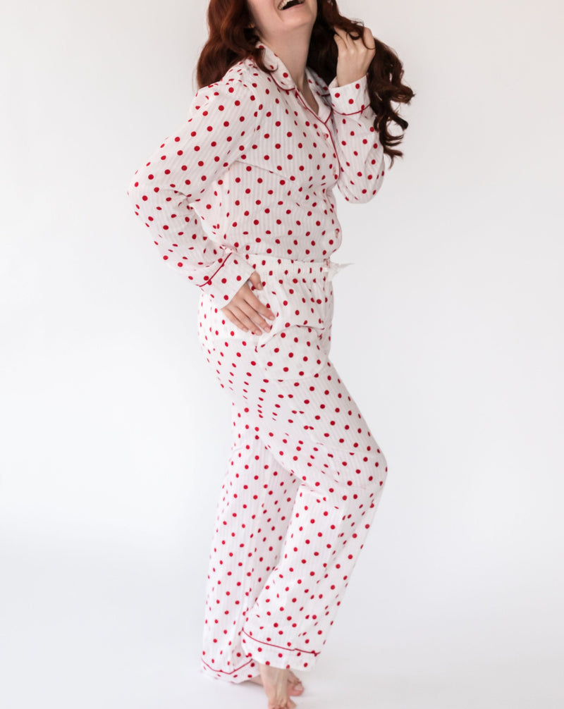 Women's Classic Seersucker dot shirt and pants - Side