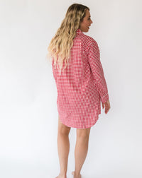 Women's Holiday Red Gingham Night Shirt - Back
