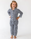 Kid's Holiday Navy Gingham Shirt & PJ Set - Front