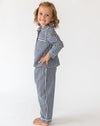 Kid's Holiday Navy Gingham Shirt & PJ Set - Side
