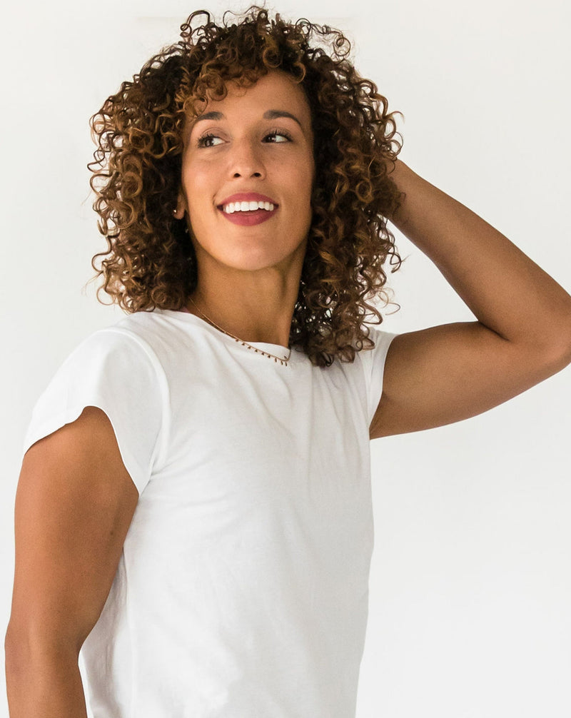 Women's Knit Tee-Shirt Cap Sleeve - Side