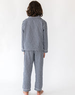 Kid's Holiday Navy Gingham Shirt & PJ Set - Back