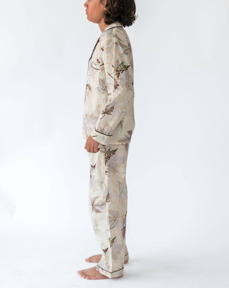 Kid's Maple Print Shirt & PJ Set - Side