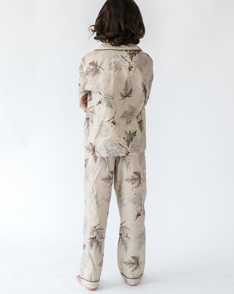 Kid's Maple Print Shirt & PJ Set - Back