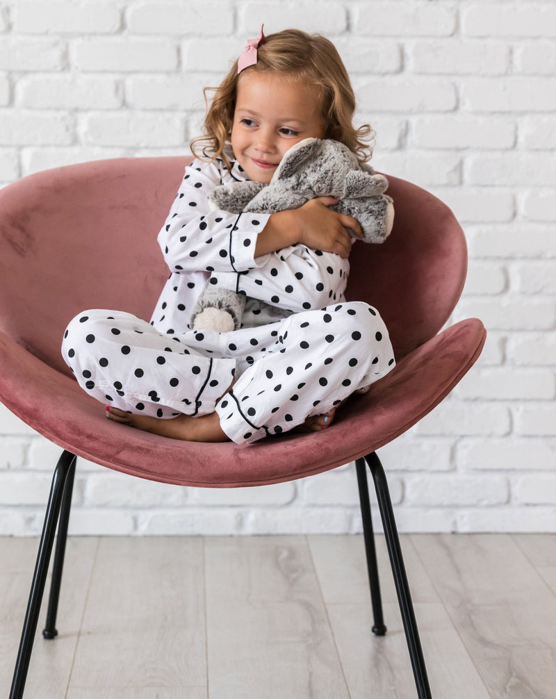 Kid's Classic Dot Shirt & PJ Set - Sitting