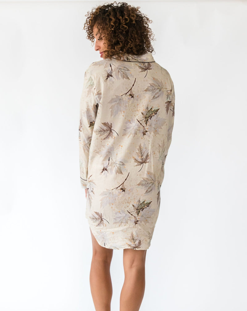 Women's Maple Print Night Shirt - Back