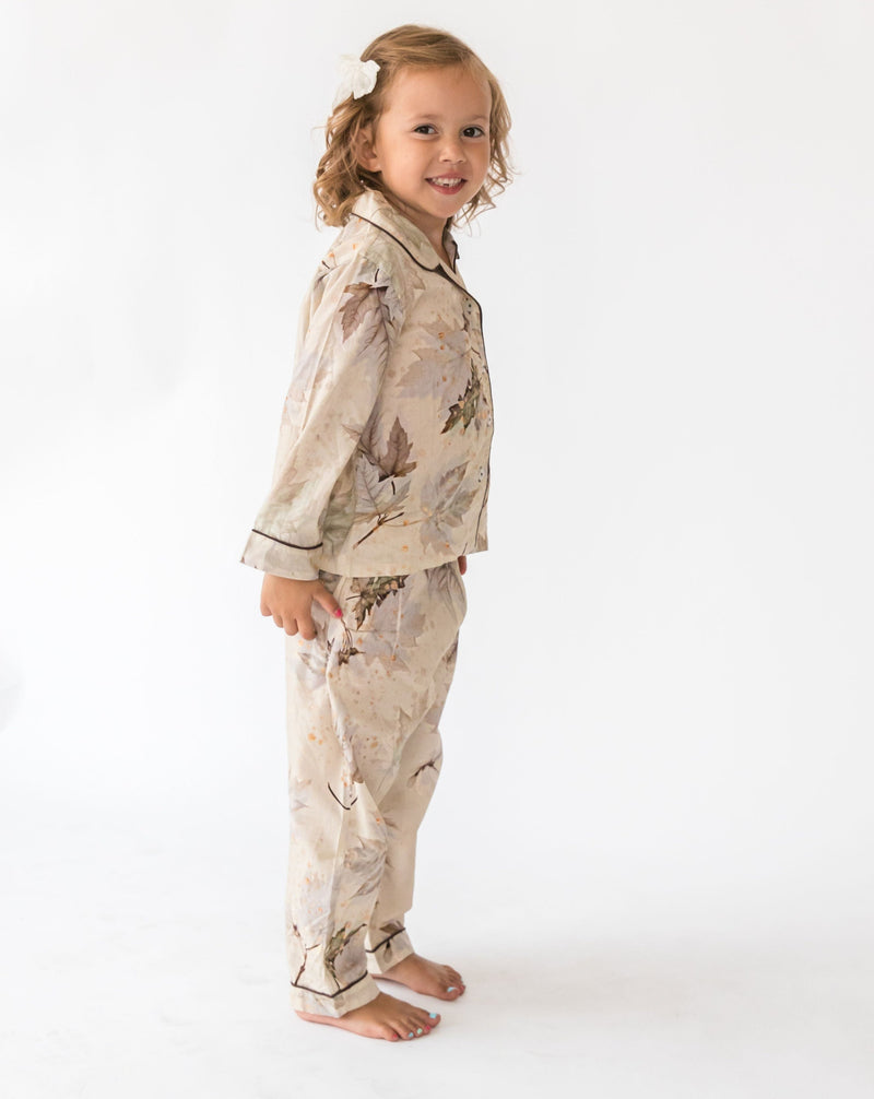 Kid's Maple Print Shirt & PJ Set - Side Girls